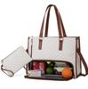 High-Quality Insulated Black Diamond Lattice Lunch Bag, Handbag, and Crossbody Tote