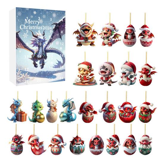 2024 Christmas Advent Calendar 24 Days Christmas Countdown Cartoon Baby Dragon Ornament