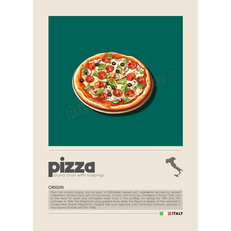 Manga Style Cartoon Food Kitchens Accessories Poster Sushi Pizza Tacos Ramen Foods Wall Art Pictures Canvas Painting Home Decor
