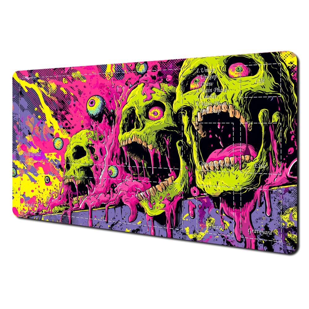 Neon Horror Tcg Playmatwaterproof Nonslip Trading Card Game Mousepad For Tabletop Hobby Supplies