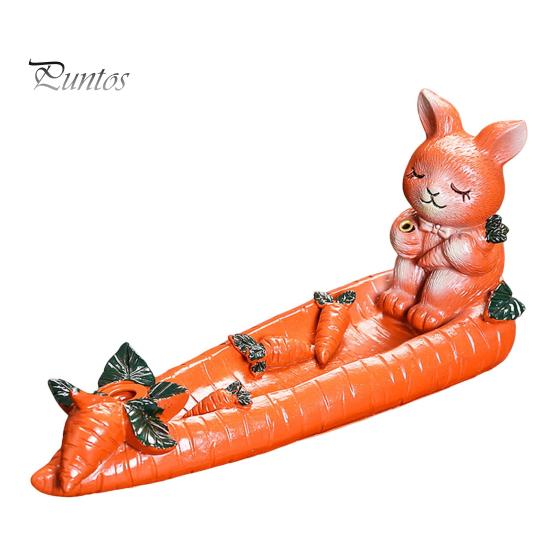 

Курильница с обратным потоком в виде кролика, держатель для благовоний из смолы, настольная курильница с морковным кроликом для домашнего декора, снятия беспокойства оранжевый