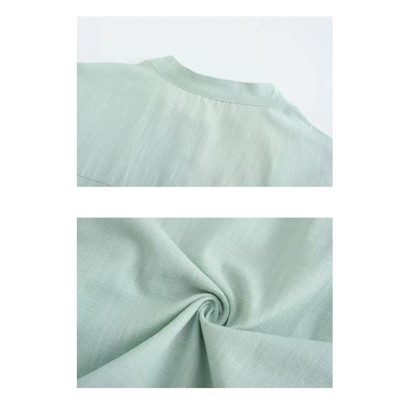 Мужская повседневная рубашка с воротником-стойкой и длинными рукавами из Европы и — фото 10