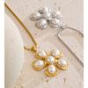 Yhpup High Quality Simulated Pearl Flower Pendant Necklace 2025 Popular Style Stainless Steel Attractive Jewelry for Women Gift