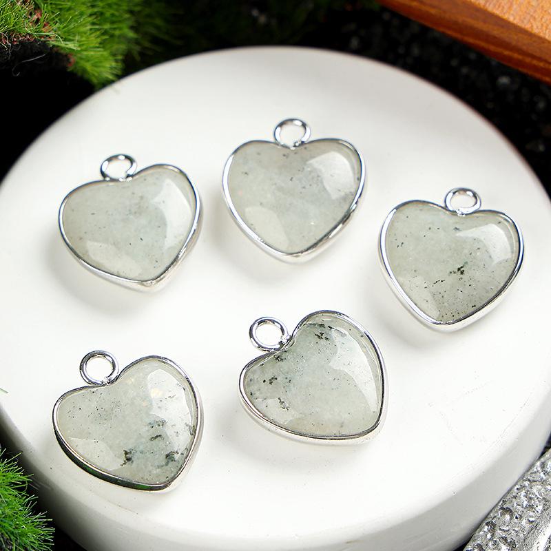 Heart-Shaped 15x19mm Natural Amethyst Agate Jade Bezel Pendant for DIY Jewelry Making