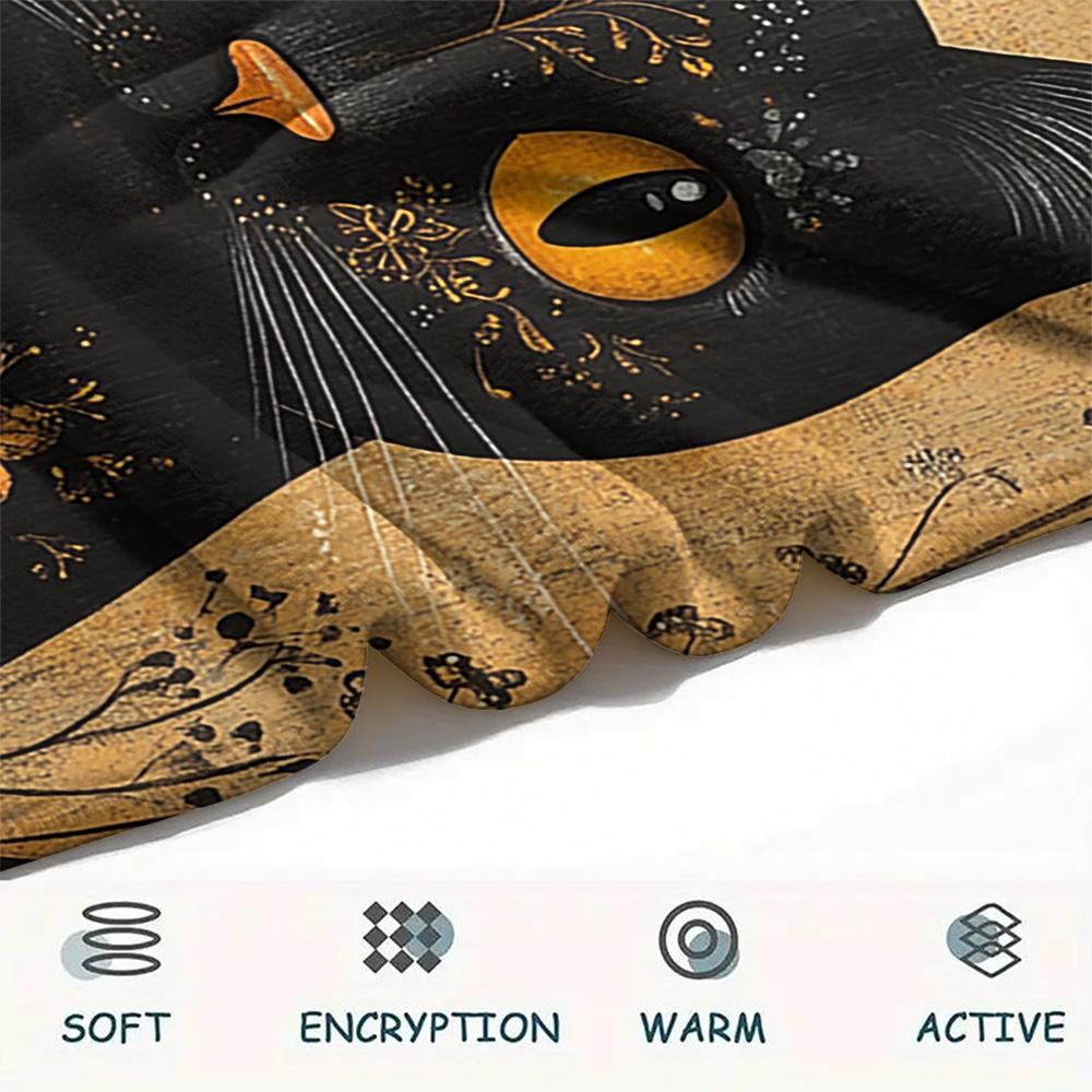 Tabby Cat Print Flannel Blanket, High quality Comfortable for All Seasons, Home Decor, Warmth and Comfort, Perfect for Christmas Gifts