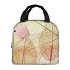 Colorful Leaves Leaf Vein Pattern Insulated Lunch Bag for Women Children Leakproof Food Boxes Thermal Lunch Box Tote