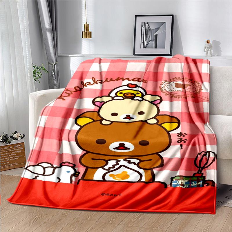 Cute Cartoon Rilakkuma Anime Throws Blanket Kids Super Soft Blankt for Sofa Travel Couch Picnic Flannel Blanket Birthday Gift