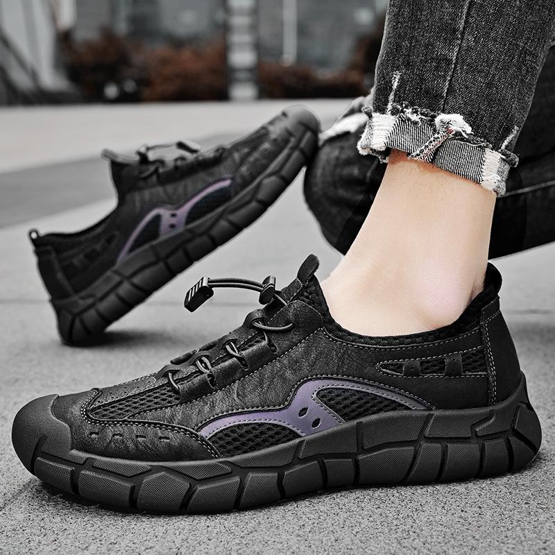 Sneakers men's 2025 summer new breathable hollow mesh shoes men's one-pedal soft-soled bag head non-slip travel shoes
