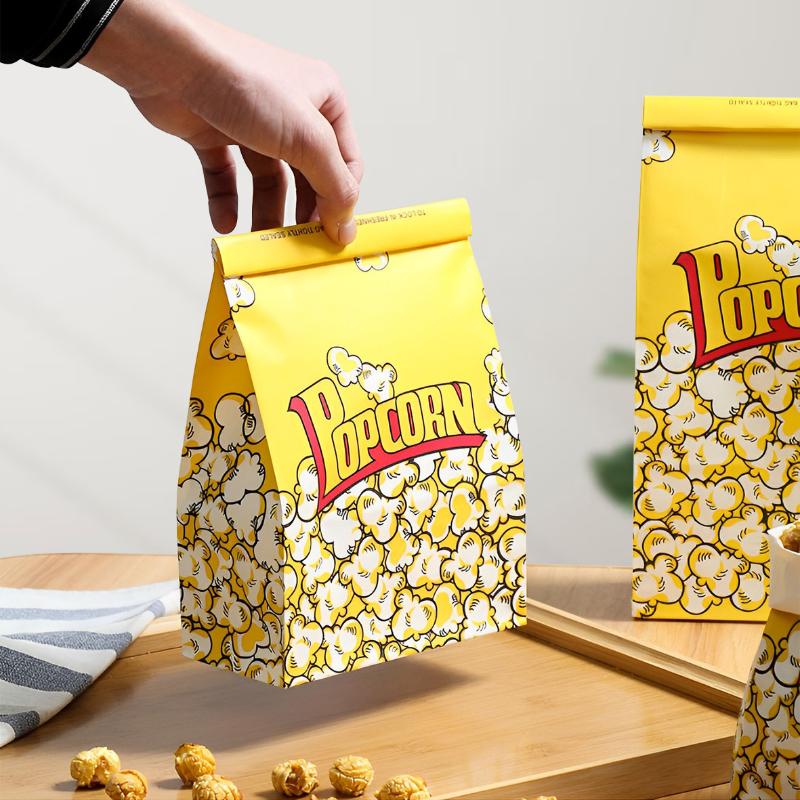 50Pcs Popcorn Container Paper Bag Kraft Paper Bags With Iron Wire Popcorn Boxes For Theme Birthday Parties Decoration Popcorn