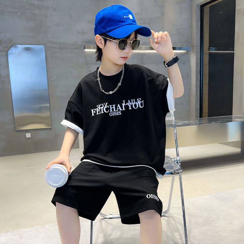 Boys' Summer Outfit, Medium Size, Children's Fashionable Loose Sports Suit