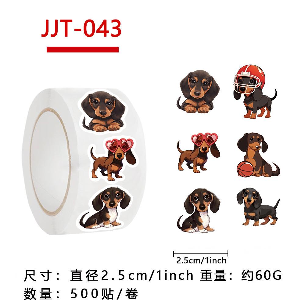 500 Pieces/roll Roll Sticker Hot-selling Tape Dachshund Dog Sticker Handbook Material Decorative Envelope Seal Sticker