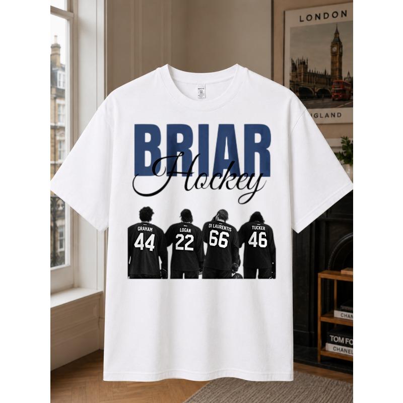 Men's T-Shirt Briar Hockey Players Back View Graphic Summer Casual Wear Gift for Sports Fans Cotton Loose Fit Round Neck Fashion New Style