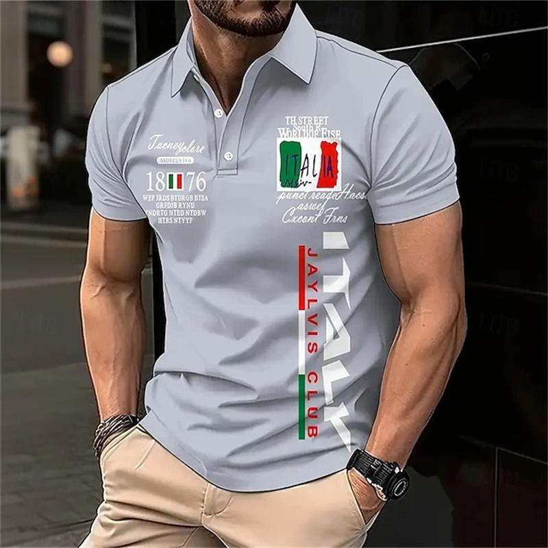 Neues Mode Herren Polohemd 3D Gedruckt Italien Grafik Sommer Kurzarm Lässig Knöpfleiste Oberteile Übergröße Männliches Golf T-Shirt