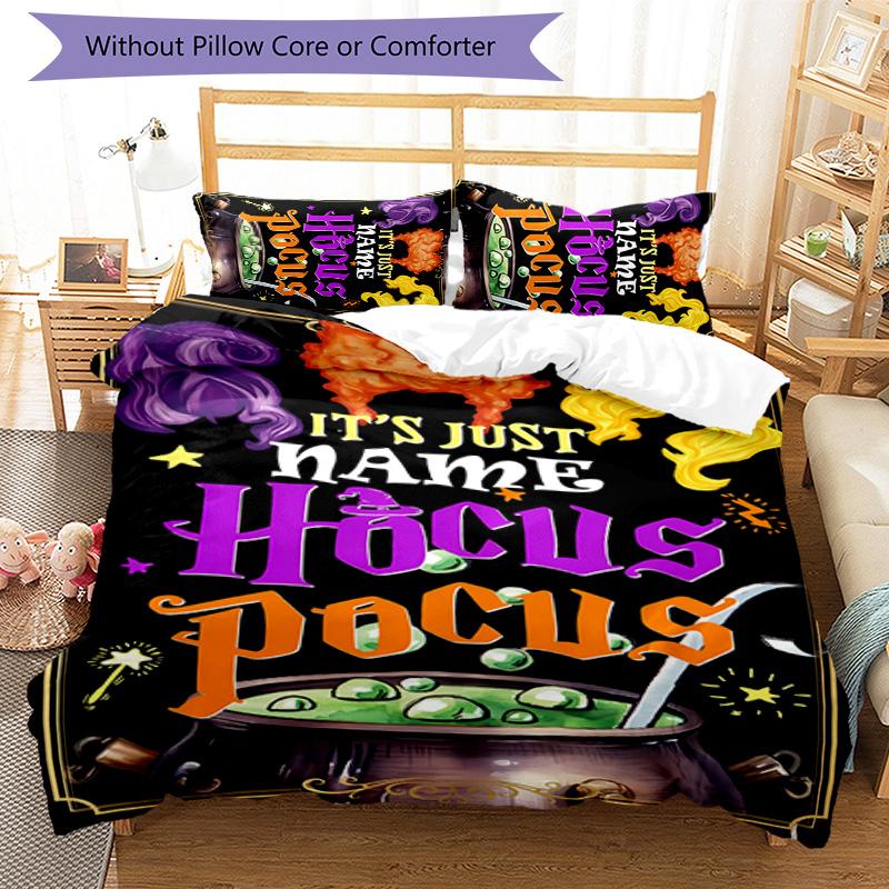 3pcs Hocus Pocus Cover Set - Personalized Name, HD Printed Bedding with 1 Cover and 2 Pillowcases - Perfect for Home Decor, Easy Care