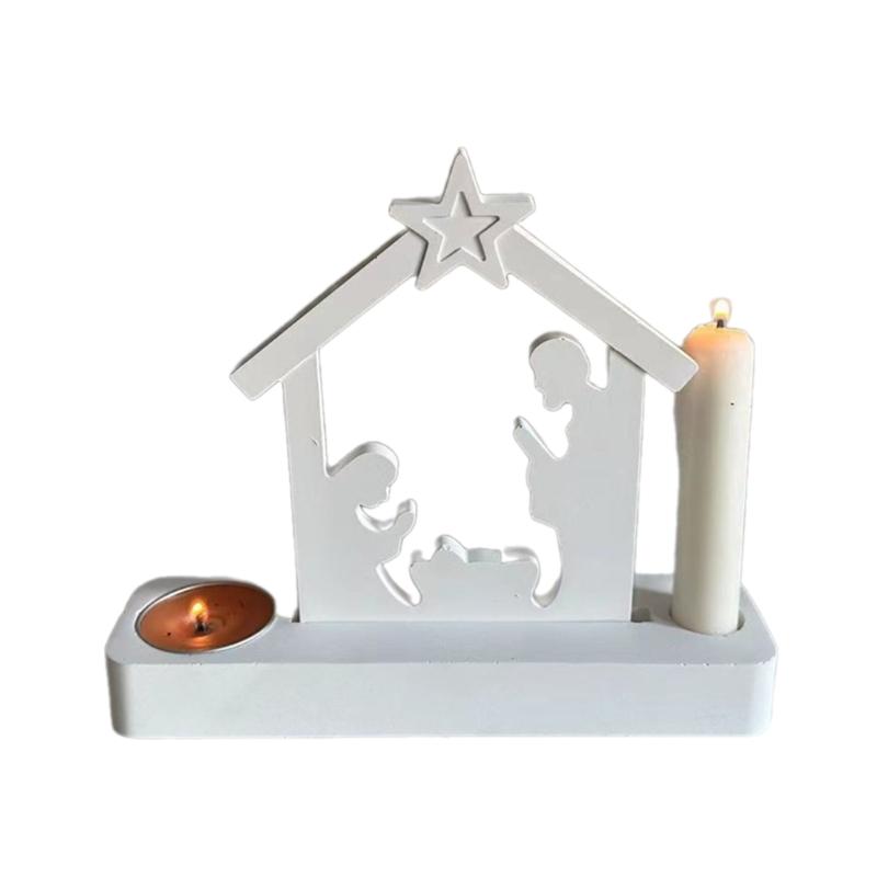 Creative Jesuses Candle Holder Silicone Mold Baptism House Plaster Cement Candlestick Molds Gypsum Concrete Making Tool