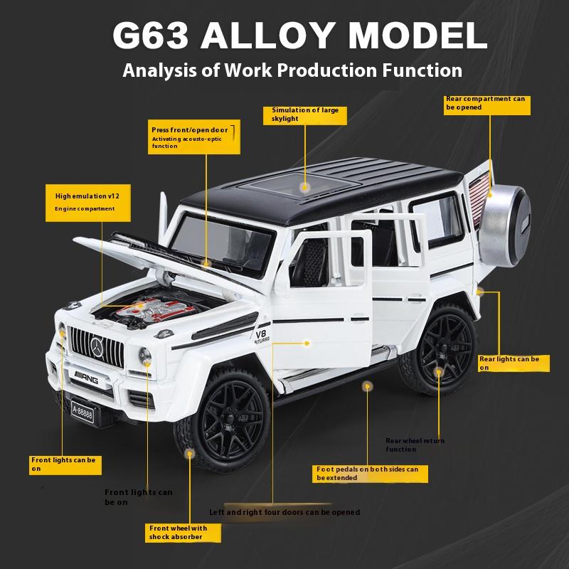 1/32 Scale Benz G63 Alloy Toy Car Model with Sound, Light and Spring-Back Action - Ideal Gift for Kids and Car Enthusiasts - Authentic