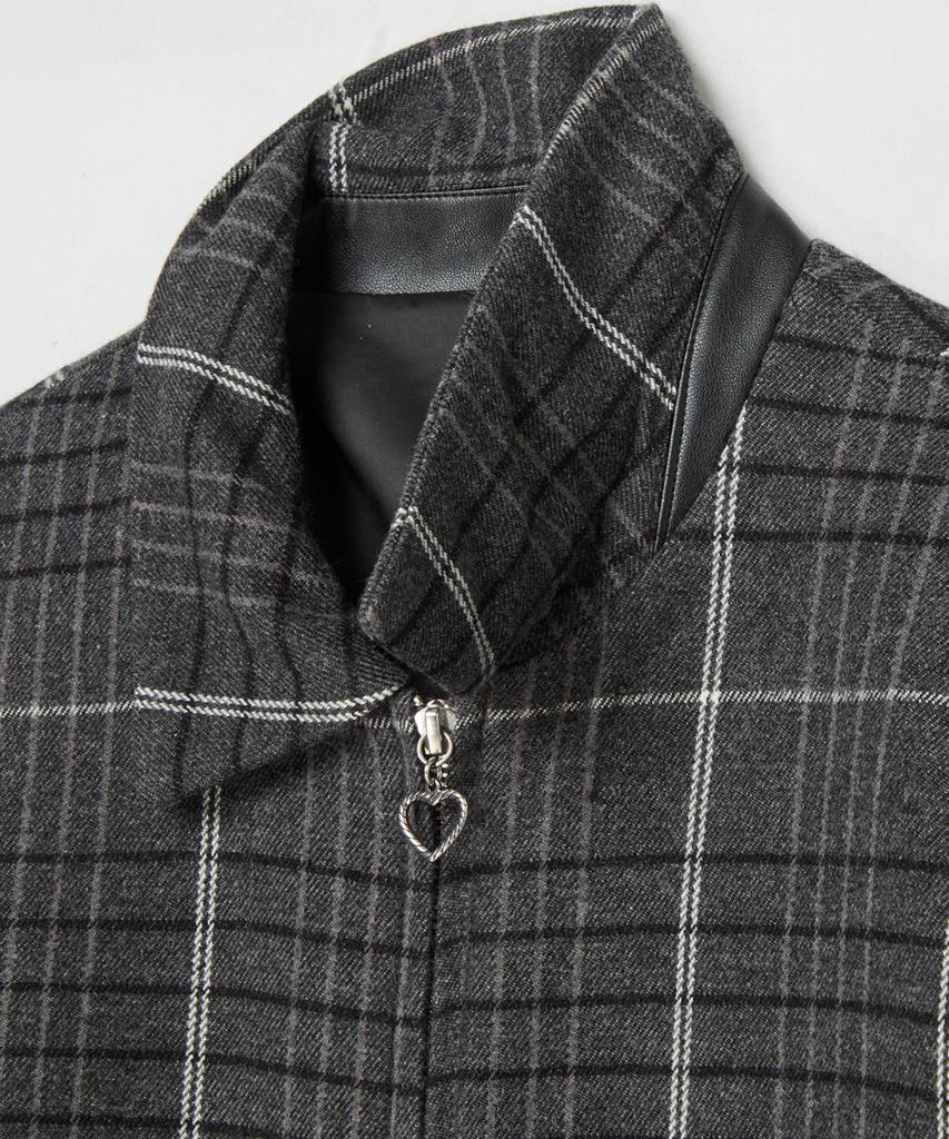 Beyond Closet [Collection Line] Vintage Detail Wool Check Riding Jacket Grey