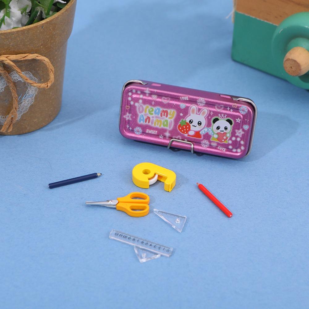 

Scene Decoration Doll House Pencil Case Ruler Model Miniature Iron Box Doll Accessories рожевий
