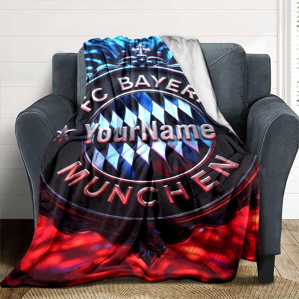 Bayern Munich Personalized Text Blanket Lightweight Personalized Blanket Soft & Cozy Perfect for Nap Home Decor Couch Bed Four Seasons Universal