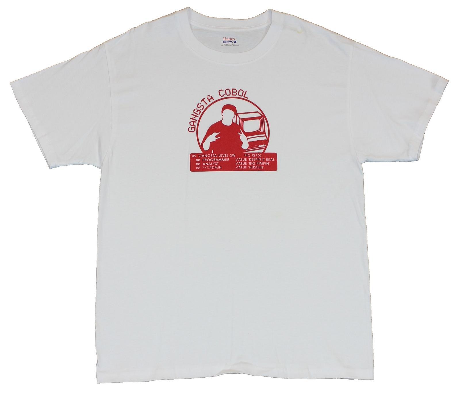 Gangsta Cobol Adult New T-Shirt - Stats of an Old School Programmer Logo XXXXL