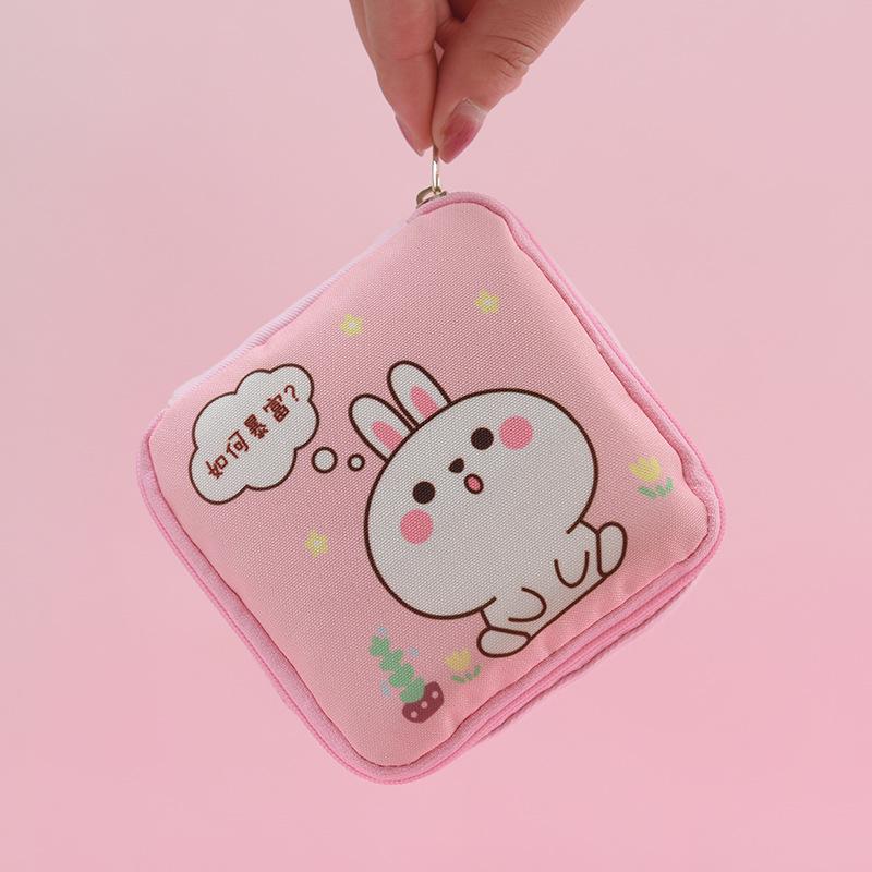 Portable Cute Sanitary Napkin Storage Bag - Cartoon Design for Menstrual Pads