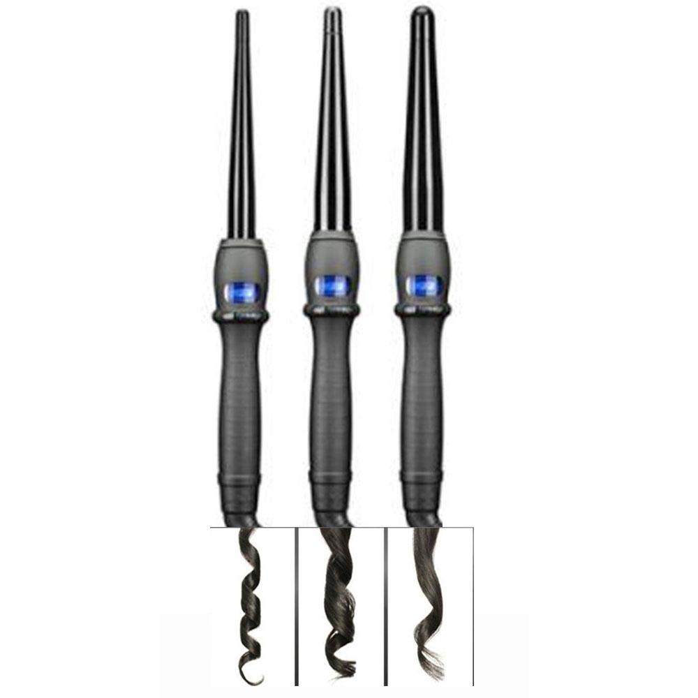 Haarwelle Haarkräuselung Birnenblütenkegel Coiffure Keramik-Lockenstab für Haarstab LCD-Anzeige Haarstyling-Geräte