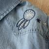 Spring 2026 Women's Retro Distressed Denim Shirt with Heavy Embroidery and Lapel