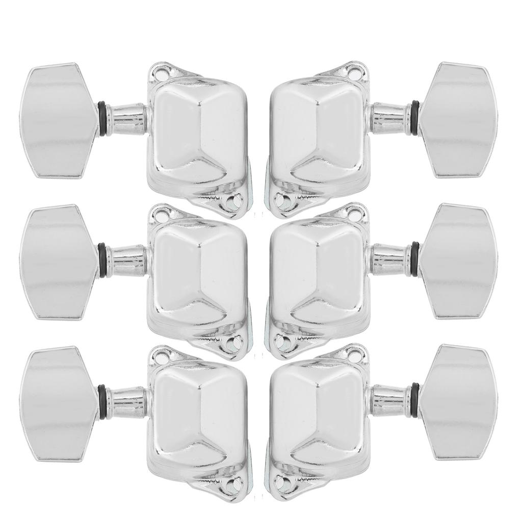 Stimmmechanik für halboffene Gitarre 3 links 3 rechts Musikinstrumententeile(Silber )