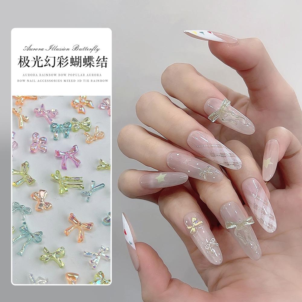 Mixed Butterfly Knot Nail Accessories Internet Celebrity Mini Aurora Illusion 3D Tie DIY
