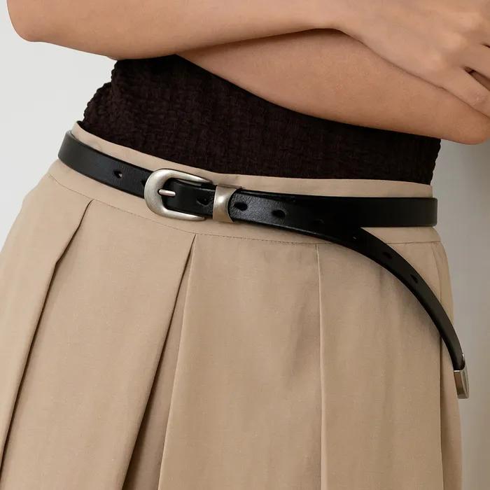 BT8057 Western Metal Loop Cowhide Belt 18mm
