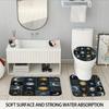 Fabric Splicing Sun and Moon Print Bathroom 4-piece Set 180x180 Waterproof Shower Curtain Floor Mat U-shaped Toilet Mat