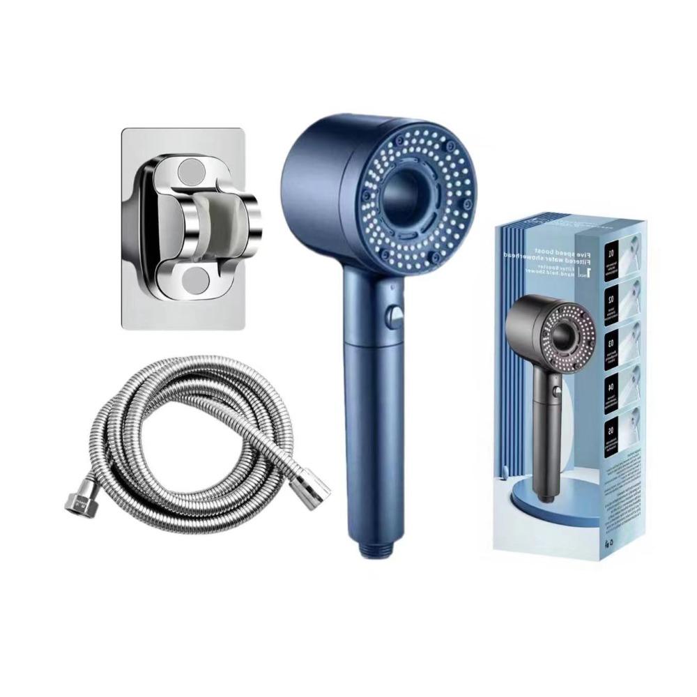 5 Modes Shower Head Set One-Key Stop High Pressure Filter Showerhead Water Saving Detachable Pressurized Shower Head