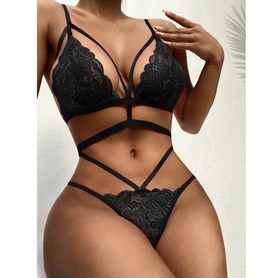 Damenmode Sexy TrägerZweiteilerFarbe Drahtloser BH Sexy Unterwäsche Slips