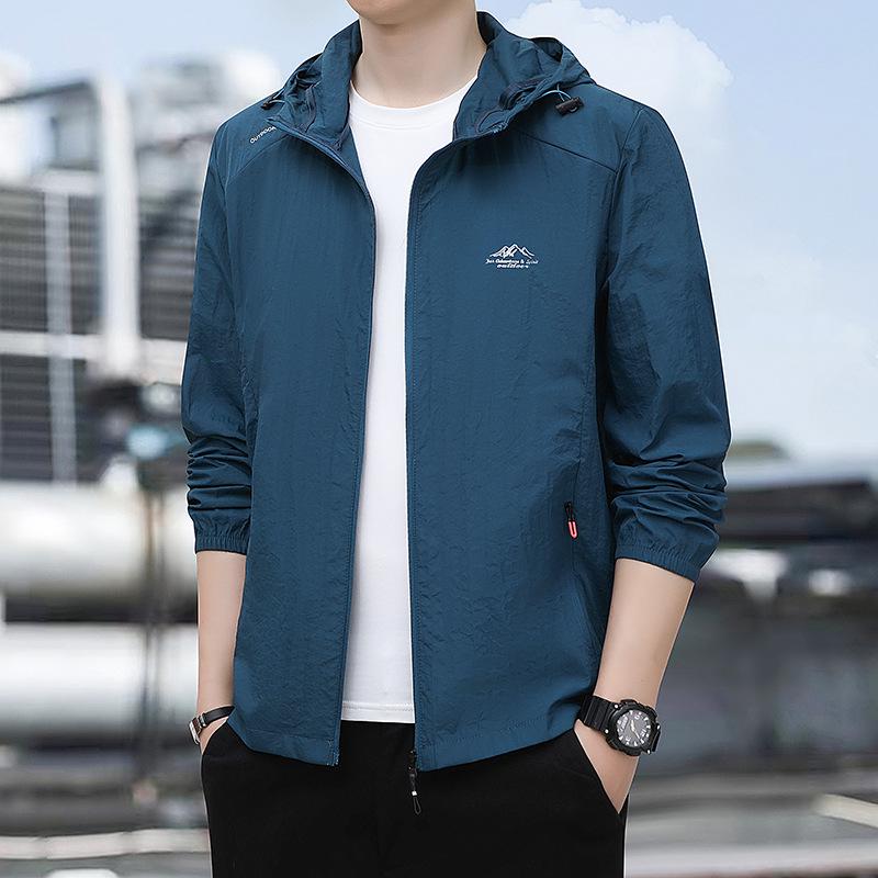 Men's Summer Stand-up Collar Loose Fit Casual Outdoor Windbreaker - Breathable, Hoodless Skin Coat
