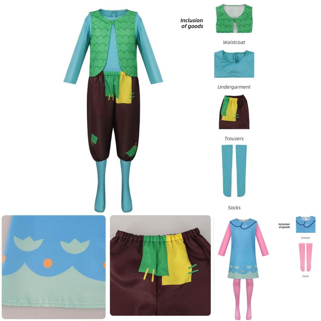 Cute Fantasy Trolls Cosplay Costume Poppy Dress Anime Halloween Stage Outfit