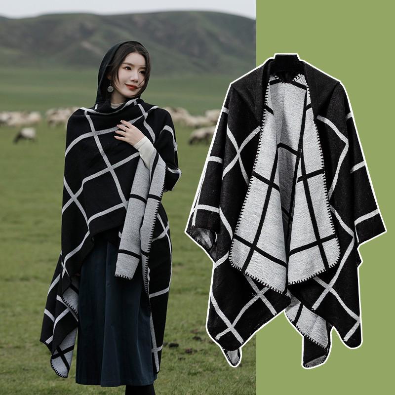 Yunnan Dali Ethnic Style Women's Warm Hooded Scarf Cloak