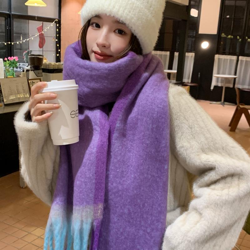 

Шарф женский осенне-зимний теплый универсальный новый шарф цвета Майяра с постепенным изменением цвета No specification фиолетовый