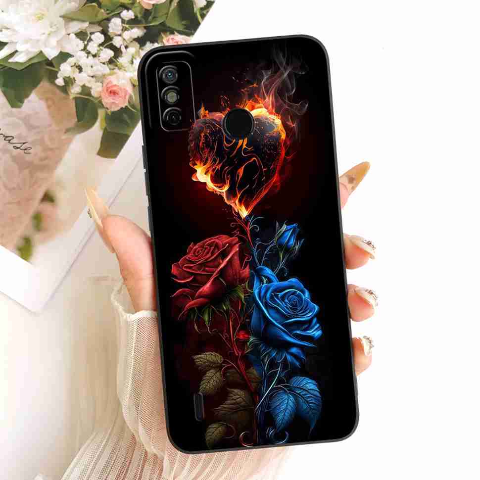 For Tecno Spark Go 2020 CAse Petty Girl FLower Silicon Soft Case Cover For Tecno Spark Go SparkGo 2020 KE5 Fundas Bumper