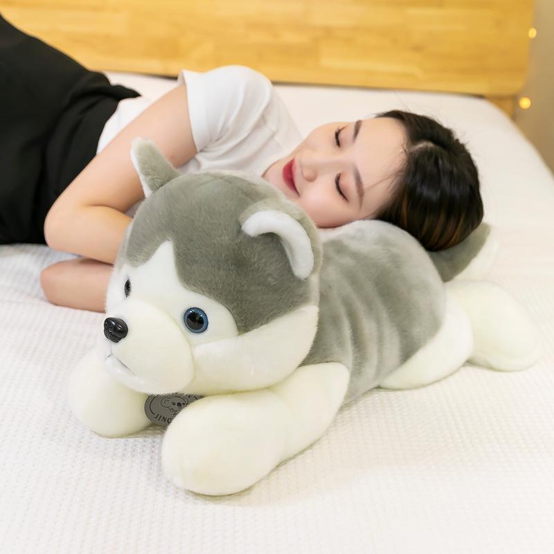 Cute party husky doll plush toy girl bed sleeping doll night market stall doll