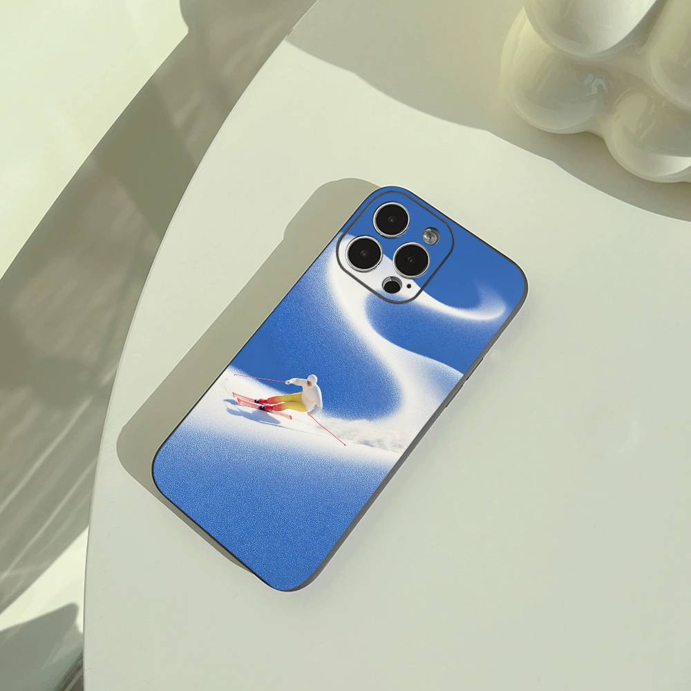 Ski Slope &ski Running Phone Case For iPhone 17,16,15,14,13,12,11 Pro Max,16Plus,XS Soft Black Cover