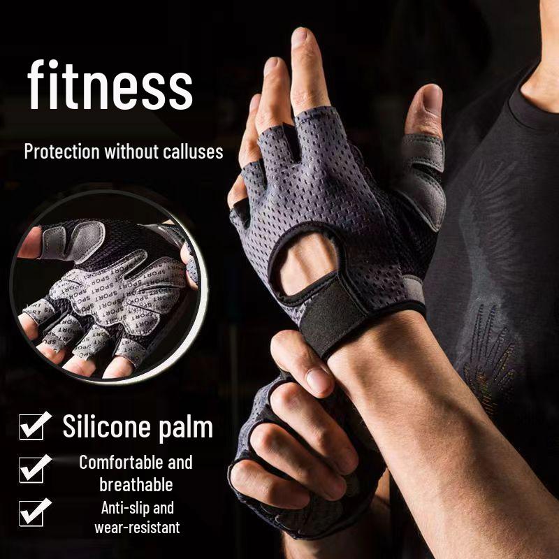 Men's & Women's Anti-Slip Fingerless Fitness Gloves - Wrist Support, Lightweight Summer Design for Cycling and Training