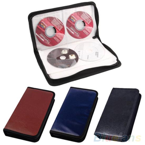 VCD Organizer 80 Discs CD Holder DVD Case Storage Faux Leather Zipper Bag