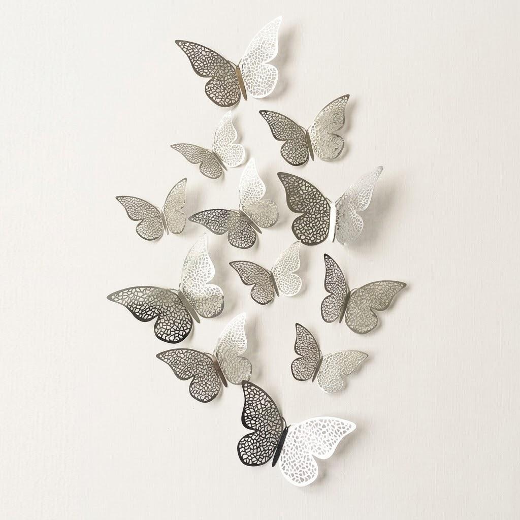 3D Butterfly Wall Stickers 12 Pieces Home Decor DIY Decals for Kids Room Nursery Bedroom Living Room Party Wedding Fridge
