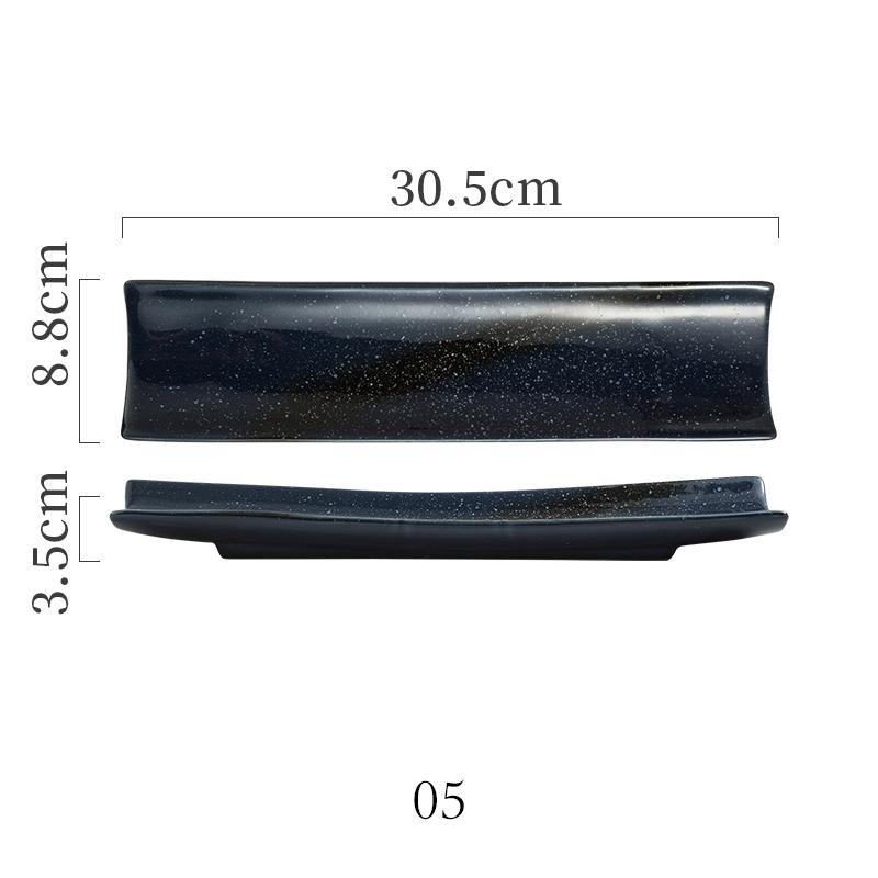 Japanese Style Ceramic Dishes Tableware Long Plate Shaped Sushi Snack Plate Barbecue Plate Sashimi Fish Plate Restaurant Plates