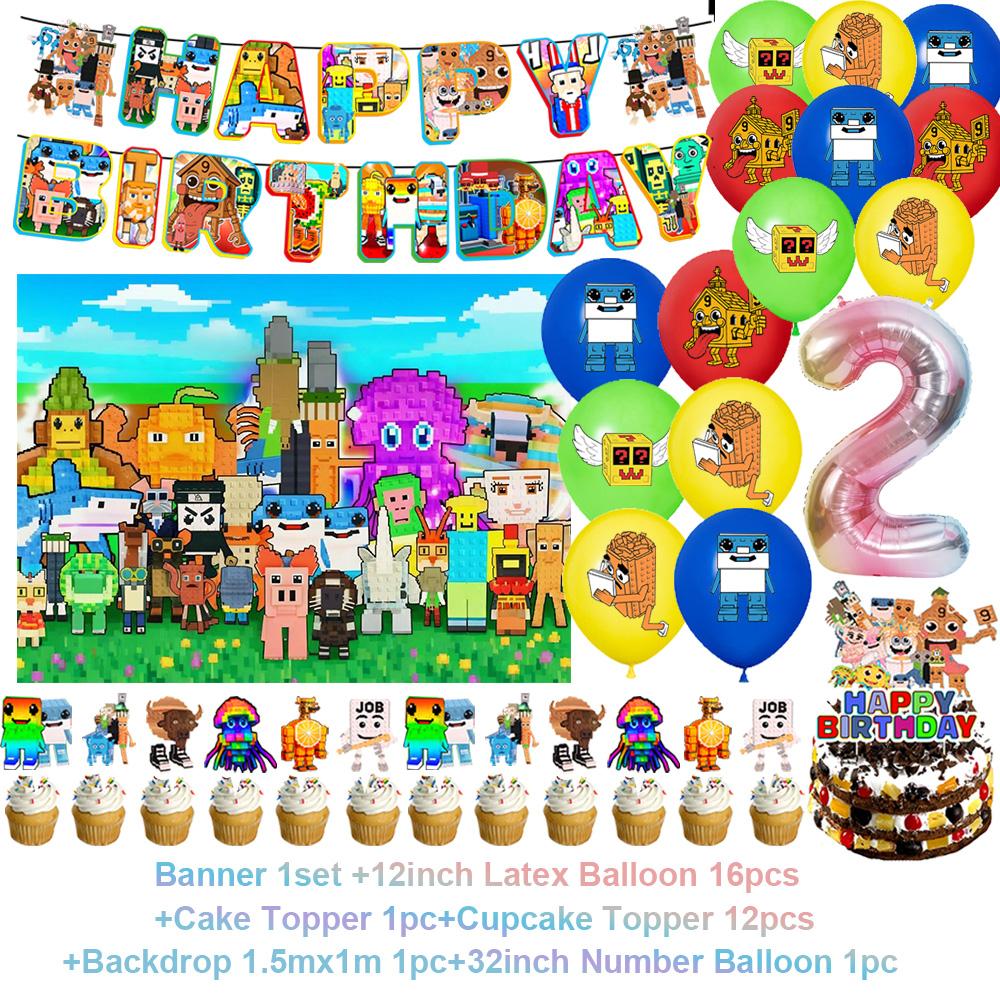 Steal N Catch The Brainrot Birthday Party Decorations Number Balloon Cake Topper Popular Game Background Party Supplies Kid Gift