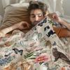 Thick, Soft and Fluffy Blanket Cute Cat and Floral Patterned Blanket Carriage-style Bedroom and Living Room Coverlet