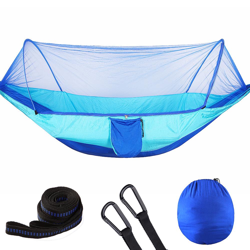Quick-Open Mosquito-Proof Outdoor Hammock: Encrypted Mesh Parachute Nylon with Mosquito Net for Single/Double Camping