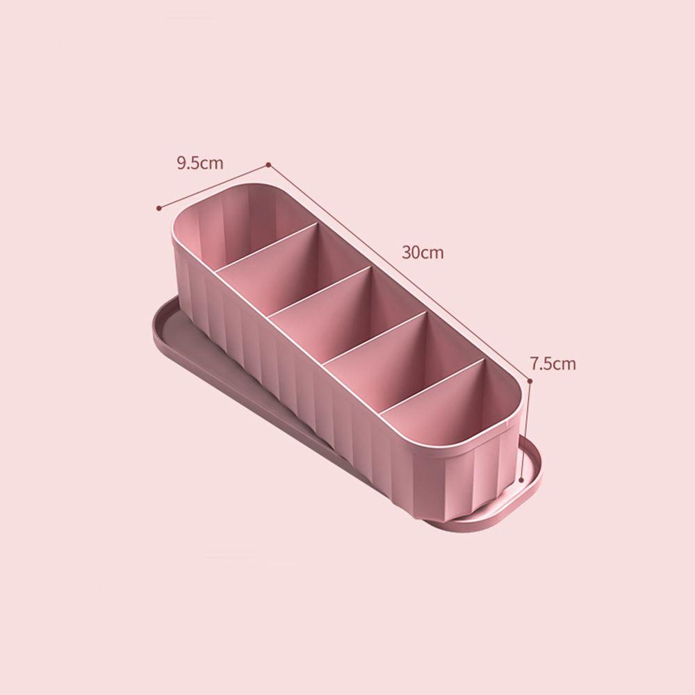 

Домашний решетчатый пластиковый контейнер для хранения артефактов Тип ящика для хранения нижнего белья Организационная коробка 5 Grids розовый