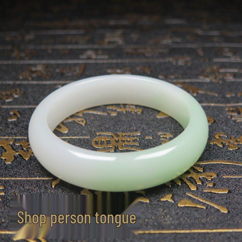 Xinjiang Hetian Jade Bracelet: Gradient Half-Mountain Half-Water Design for Women, Natural Jade Stone Style for Young Girls