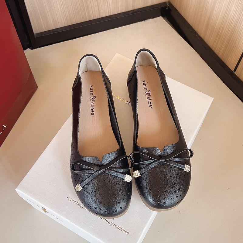 Women's shoes spring new hollow breathable single shoes women's bow Doudou shoes flat single shoes